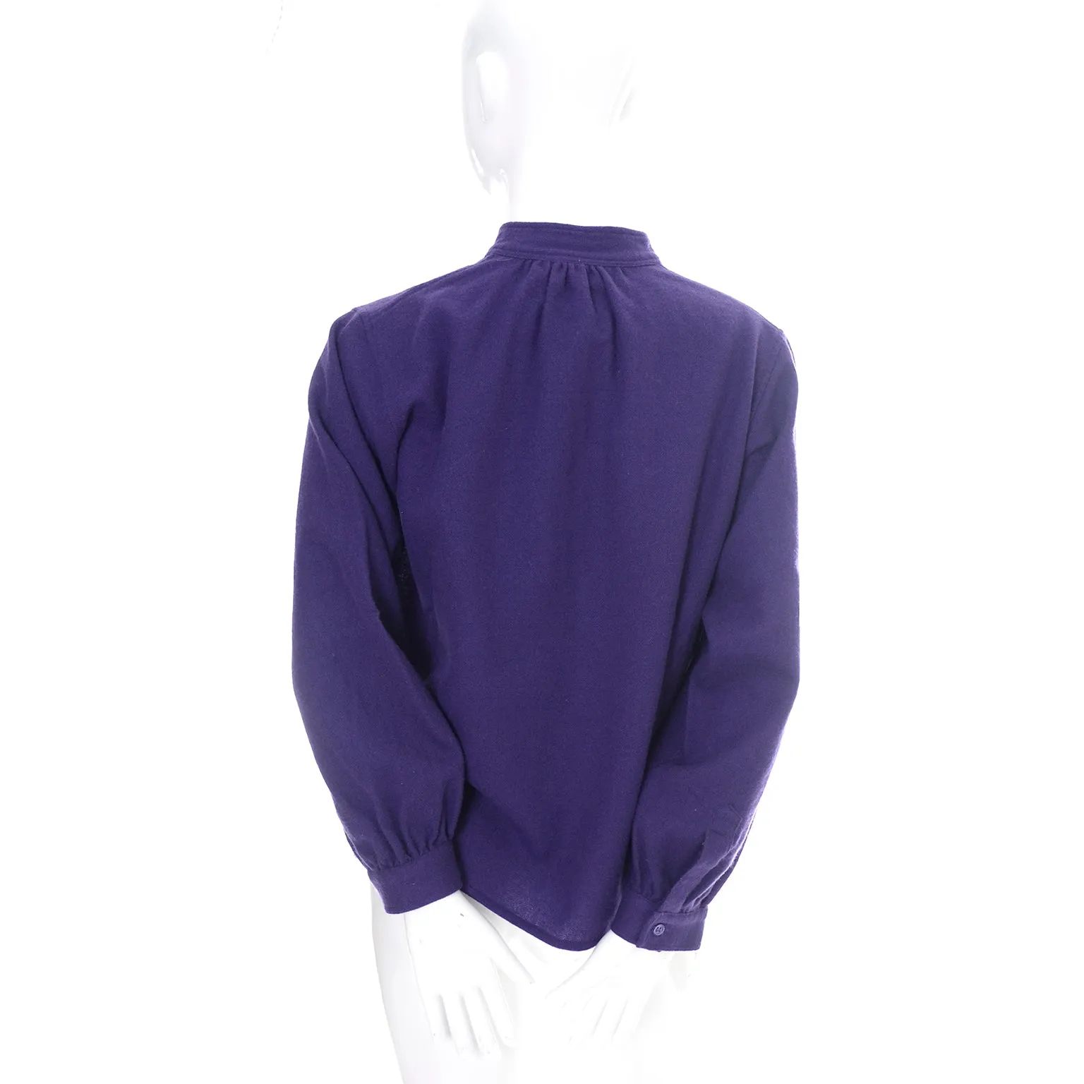 1970s Yves Saint Laurent YSL Vintage Purple Wool Peasant Style Top