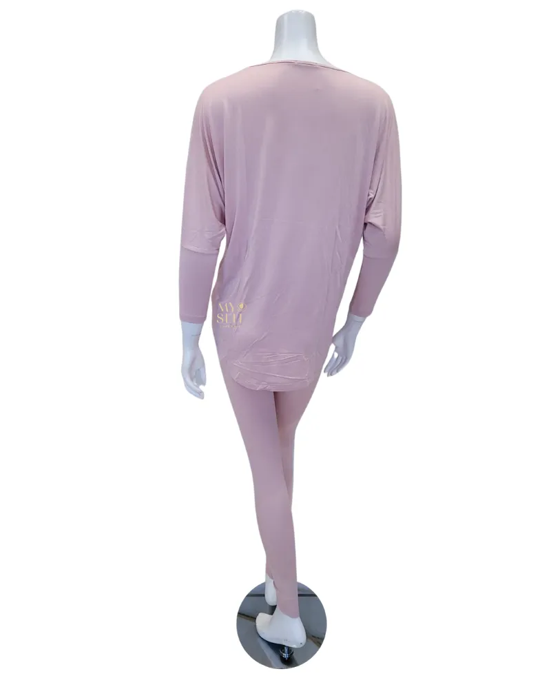 3049-R Dusty Pink Round Neck Modal Pajamas Set