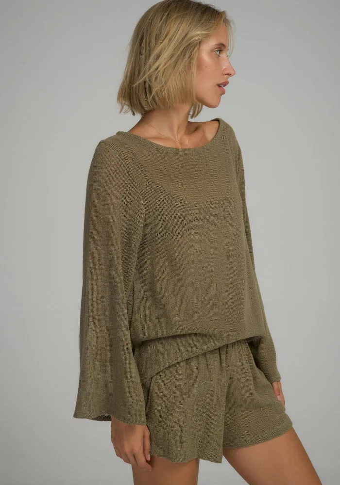 Allegra Mesh Top Khaki