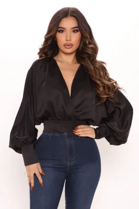 Alyssa Surplice Top - Black