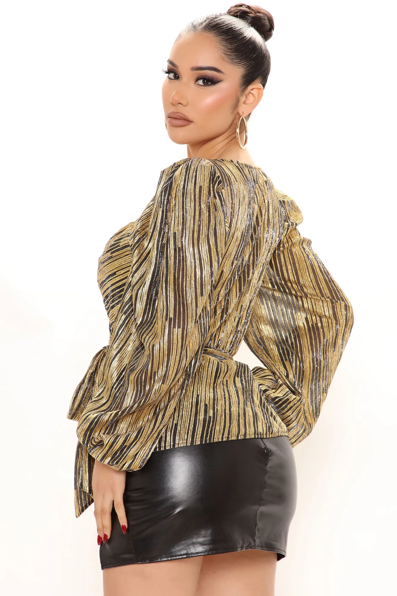 Bae Nights Metallic Blouse - Black/combo