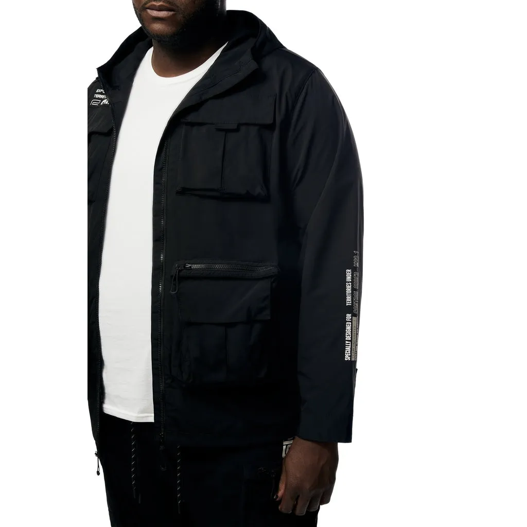 Big and Tall - Windbreaker Utility Jacket - Black