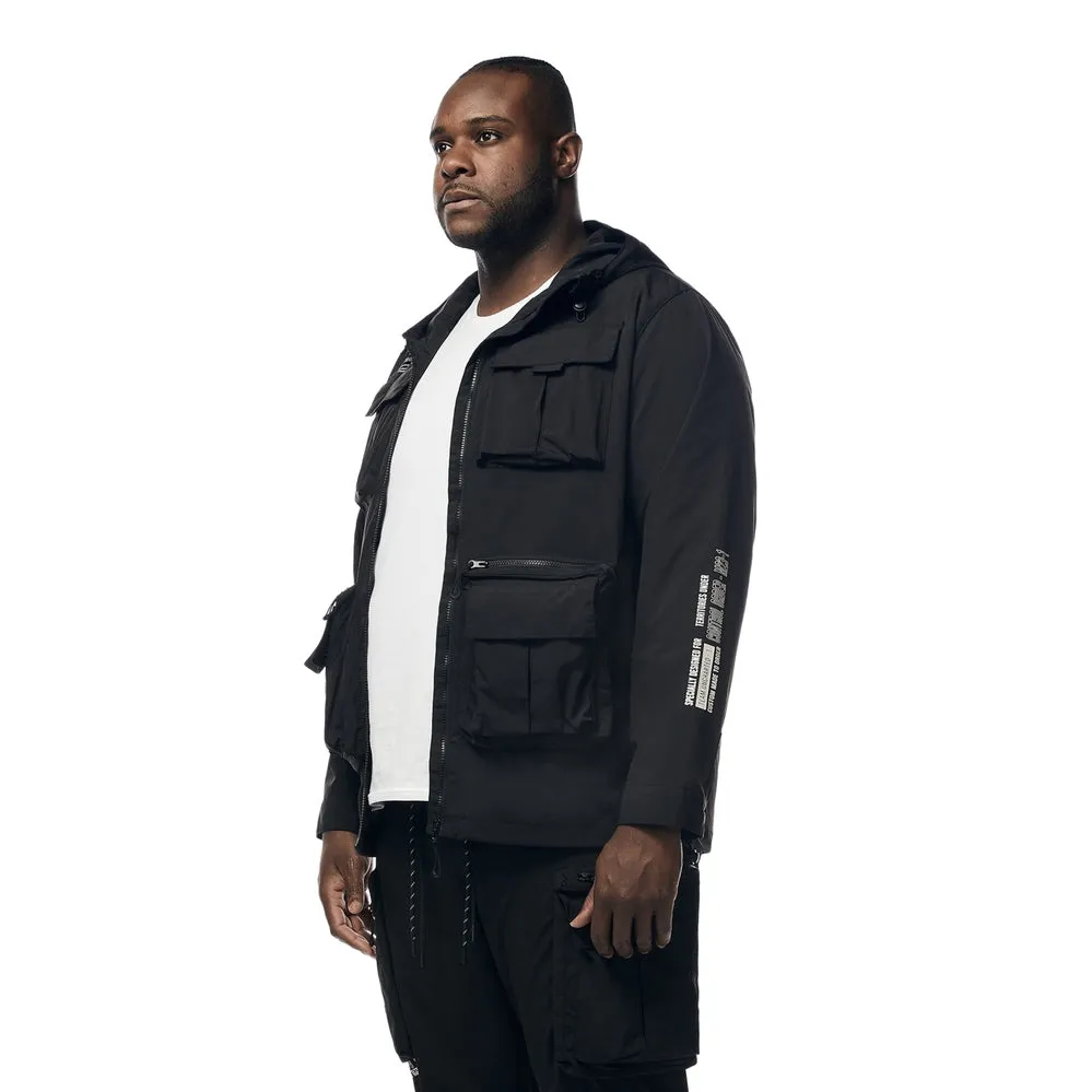 Big and Tall - Windbreaker Utility Jacket - Black