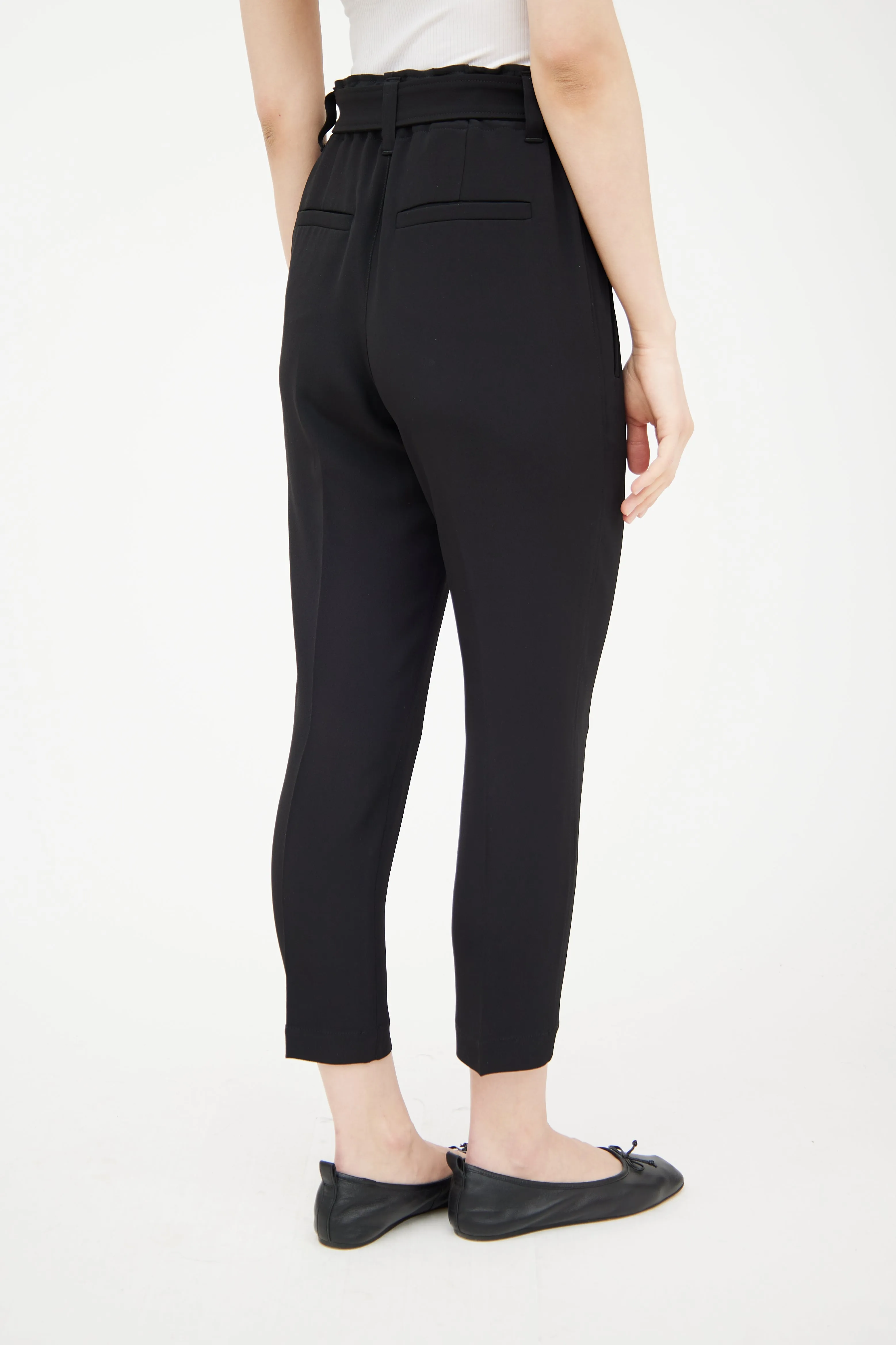 Black Tapered Paperbag Trouser