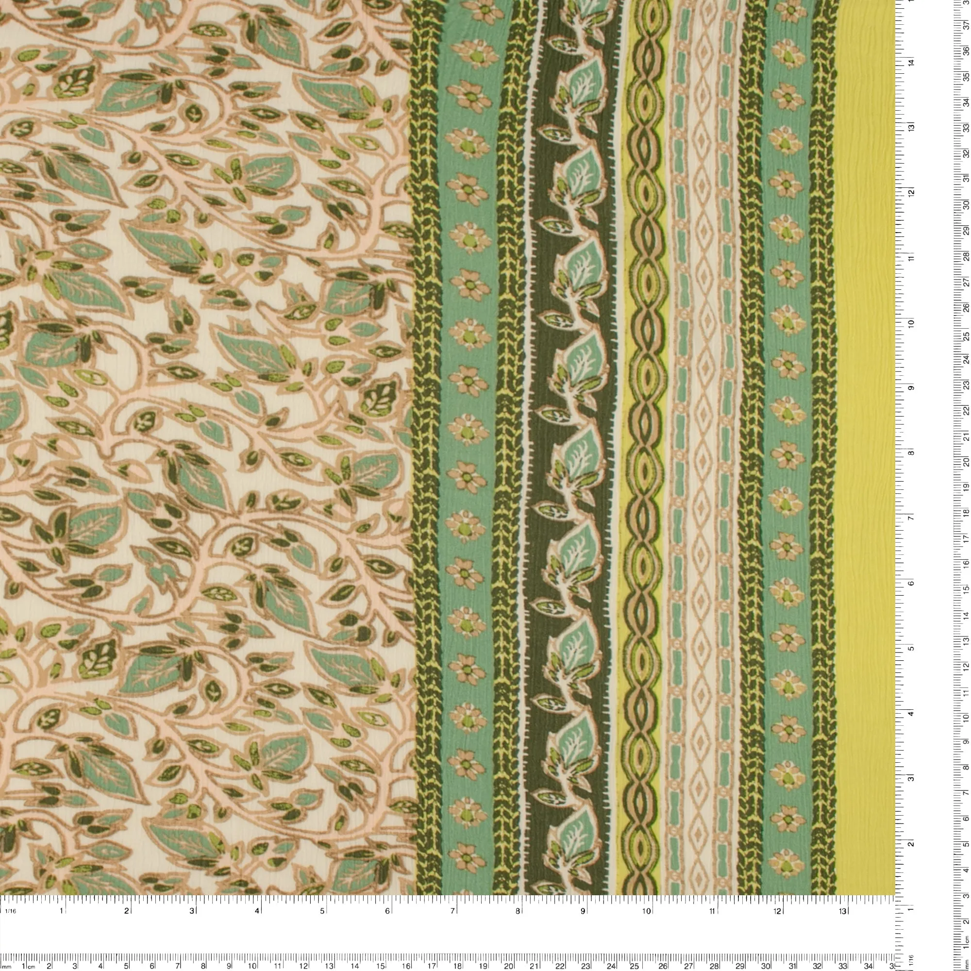 Border Printed Crinkled Yoryu - DELILAH - 019 - Green