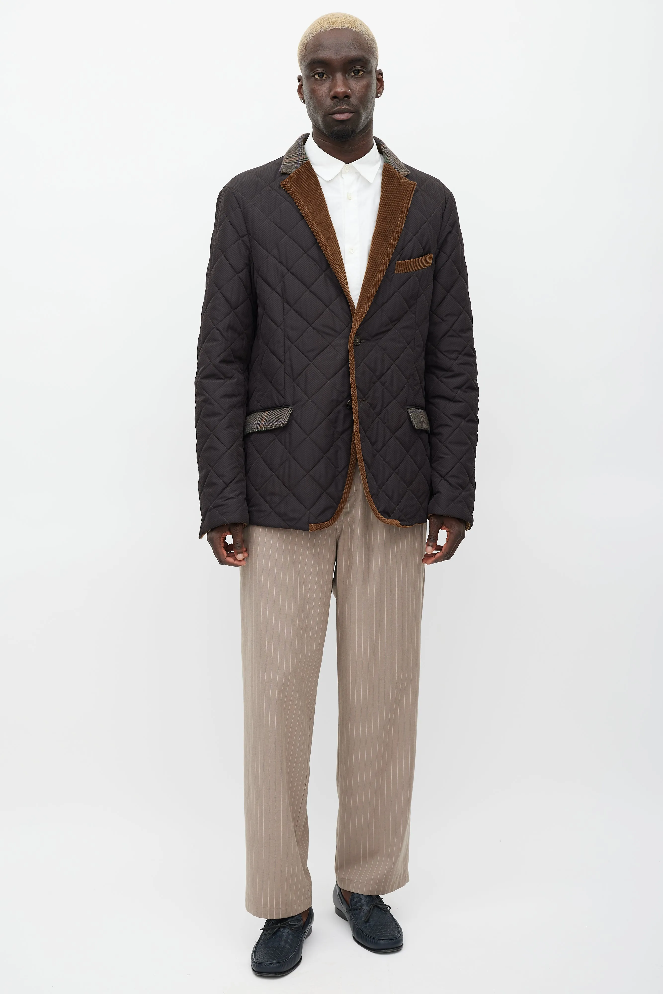 Brown Quilted Corduroy Blazer