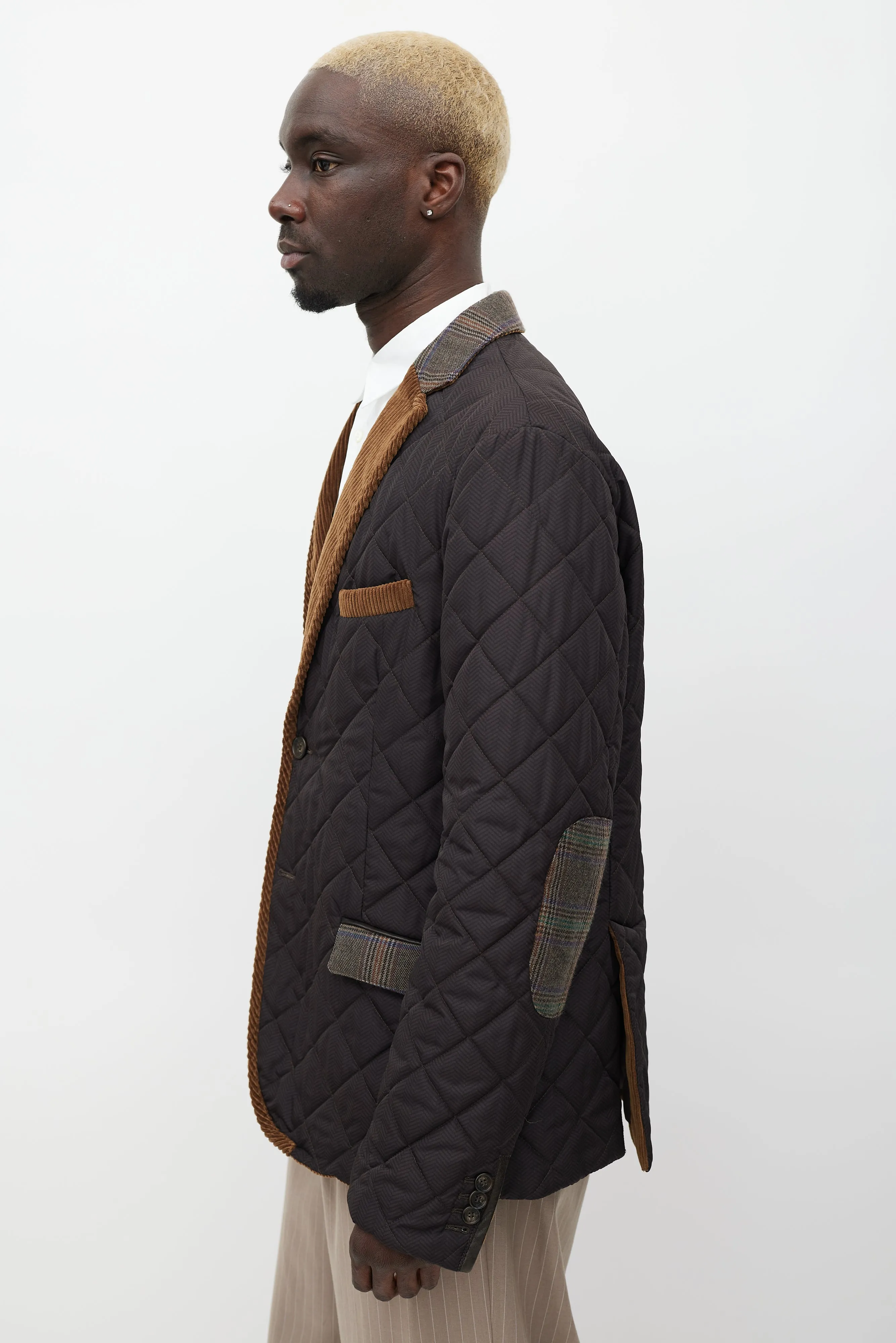 Brown Quilted Corduroy Blazer