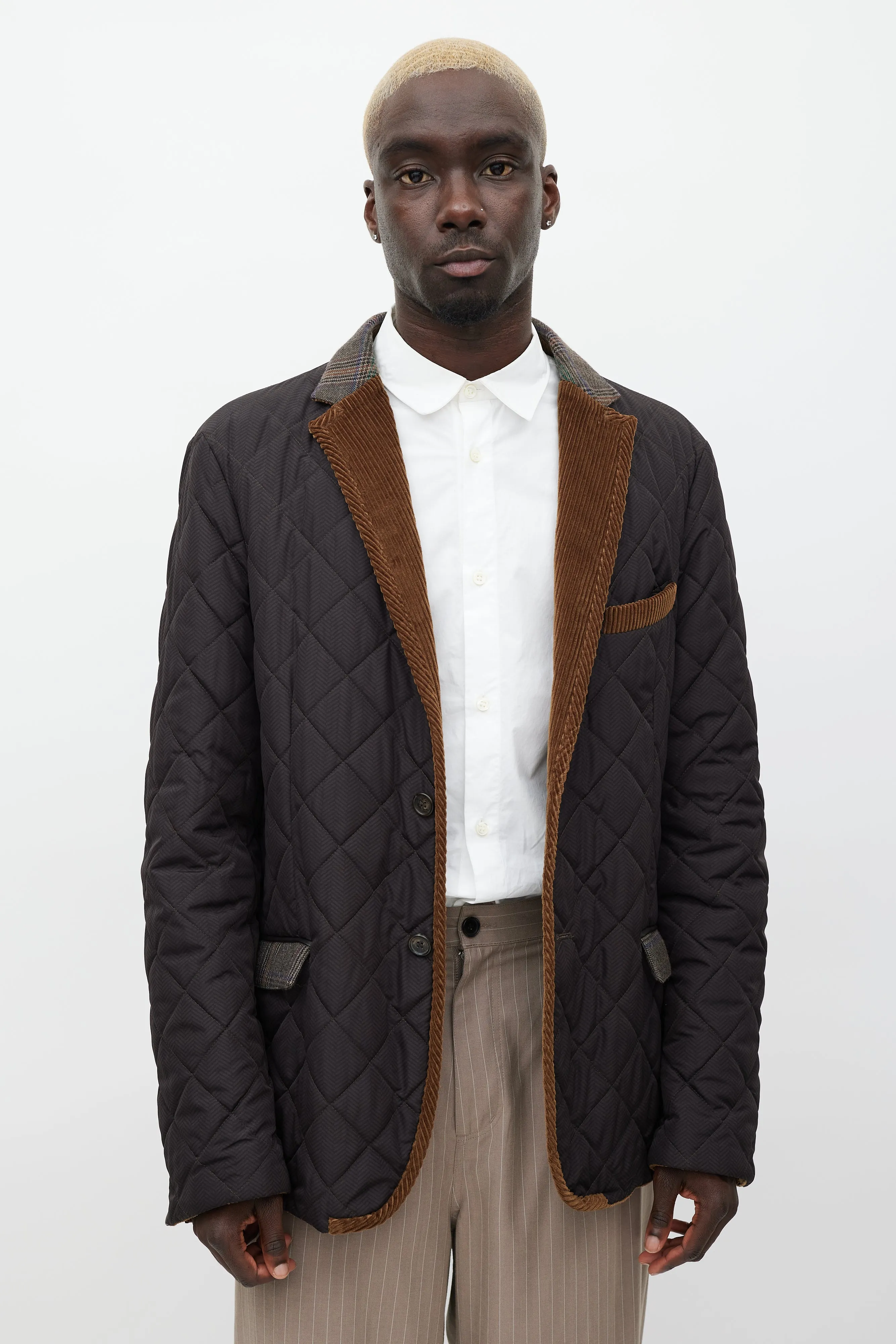 Brown Quilted Corduroy Blazer