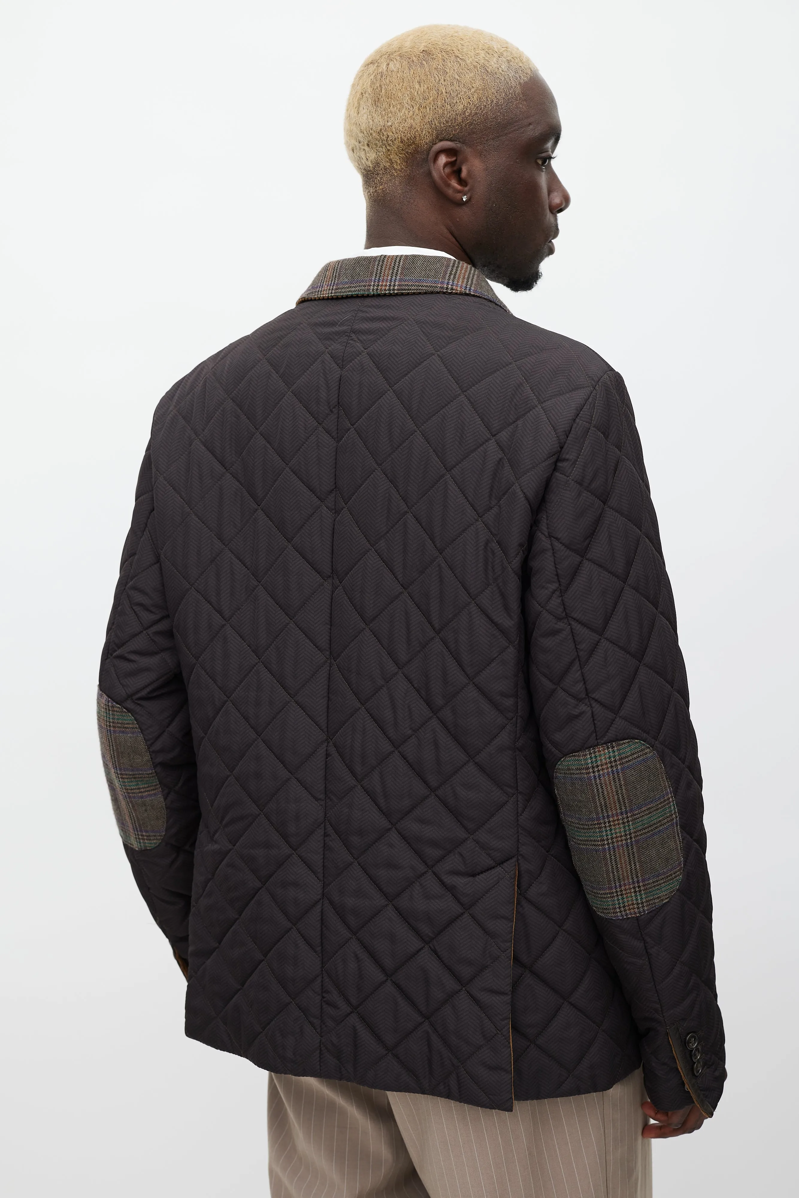 Brown Quilted Corduroy Blazer