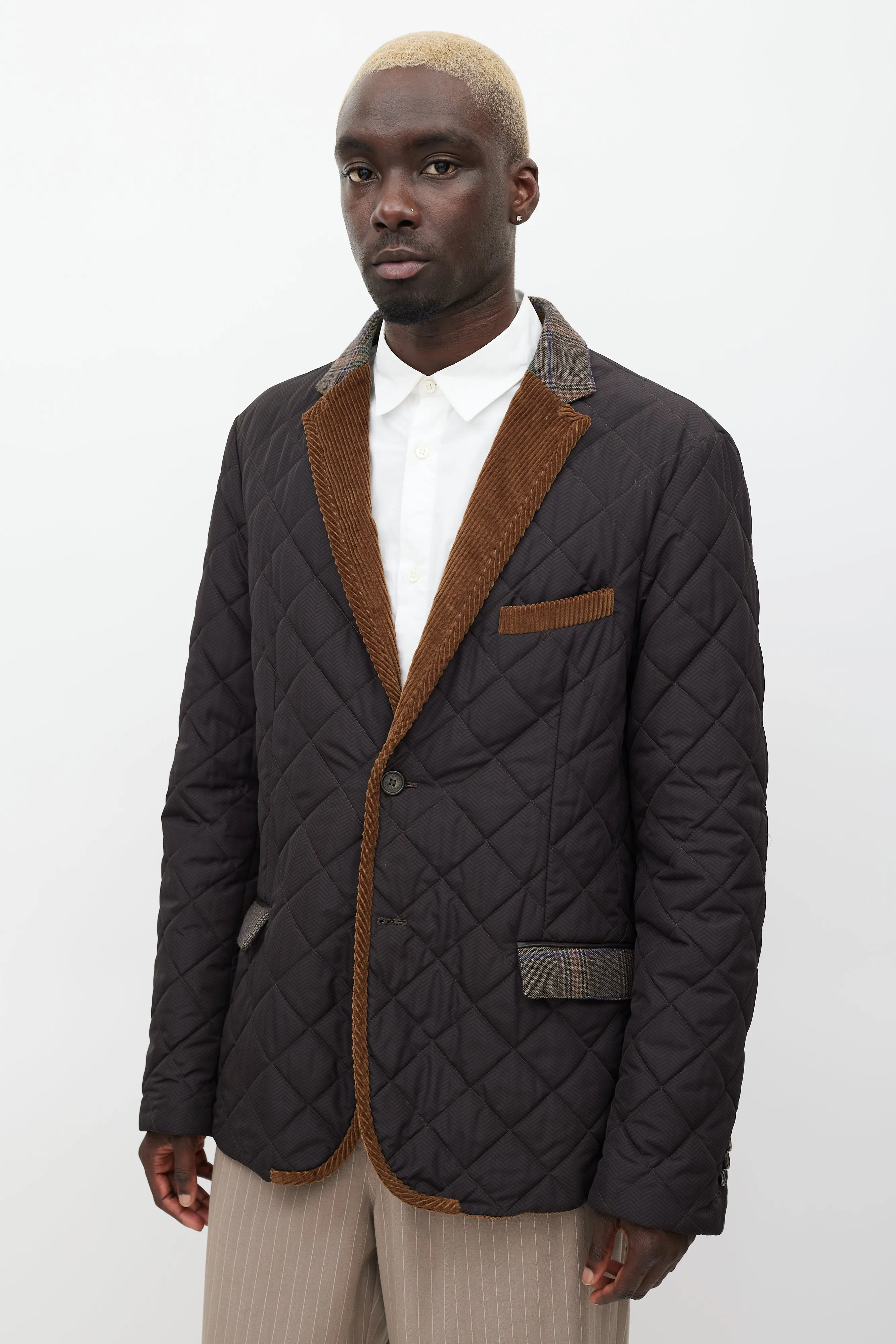 Brown Quilted Corduroy Blazer