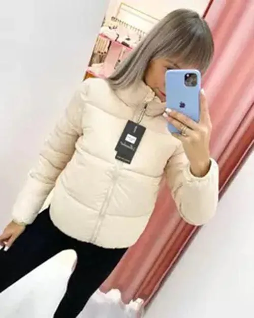 cold weather outfits Joskaa Fashion Women Bubble Coats Down Parka Puffer Cropped Jackets Coat Warm Outcoat Zipper Stand Collar Oversized Jacket Parkas Mujer