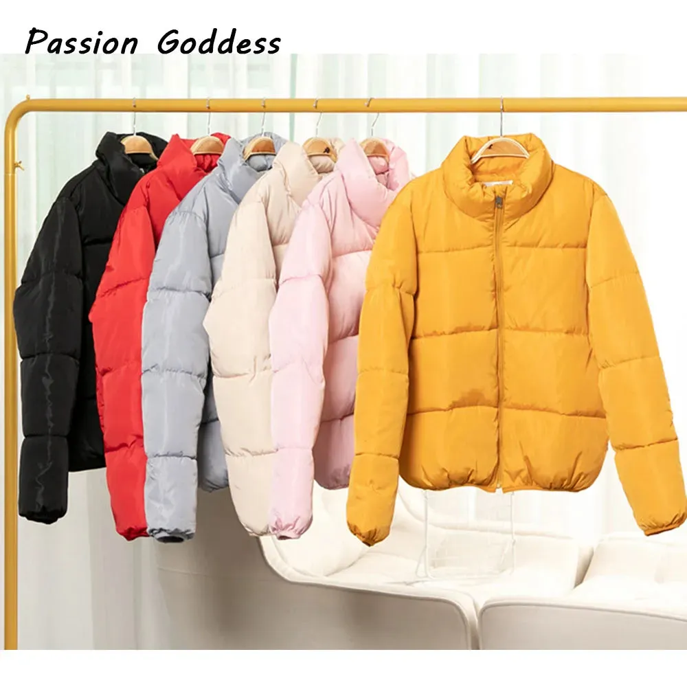 cold weather outfits Joskaa Fashion Women Bubble Coats Down Parka Puffer Cropped Jackets Coat Warm Outcoat Zipper Stand Collar Oversized Jacket Parkas Mujer