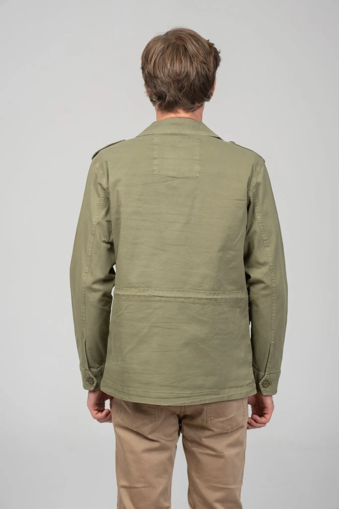 Cotton Fitted Utility Jacket - Khaki