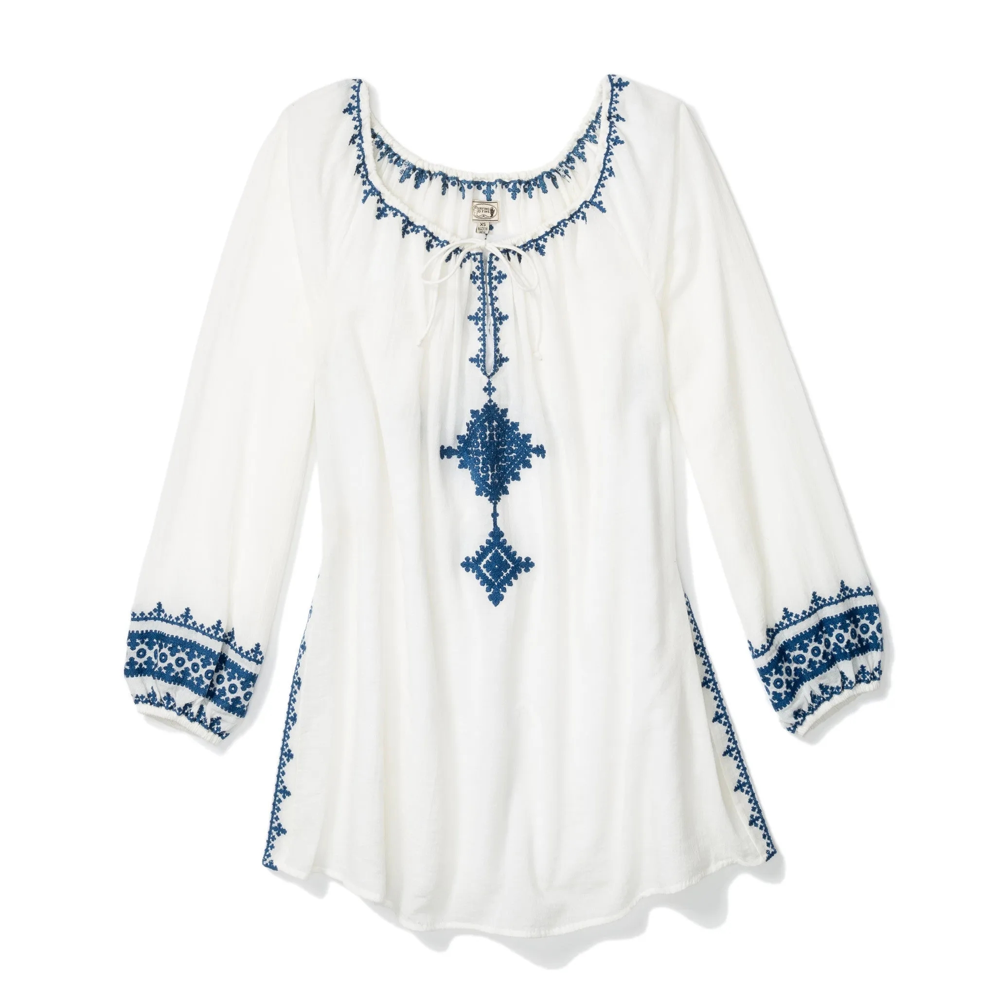 Cream Cotton Tangier Peasant Blouse