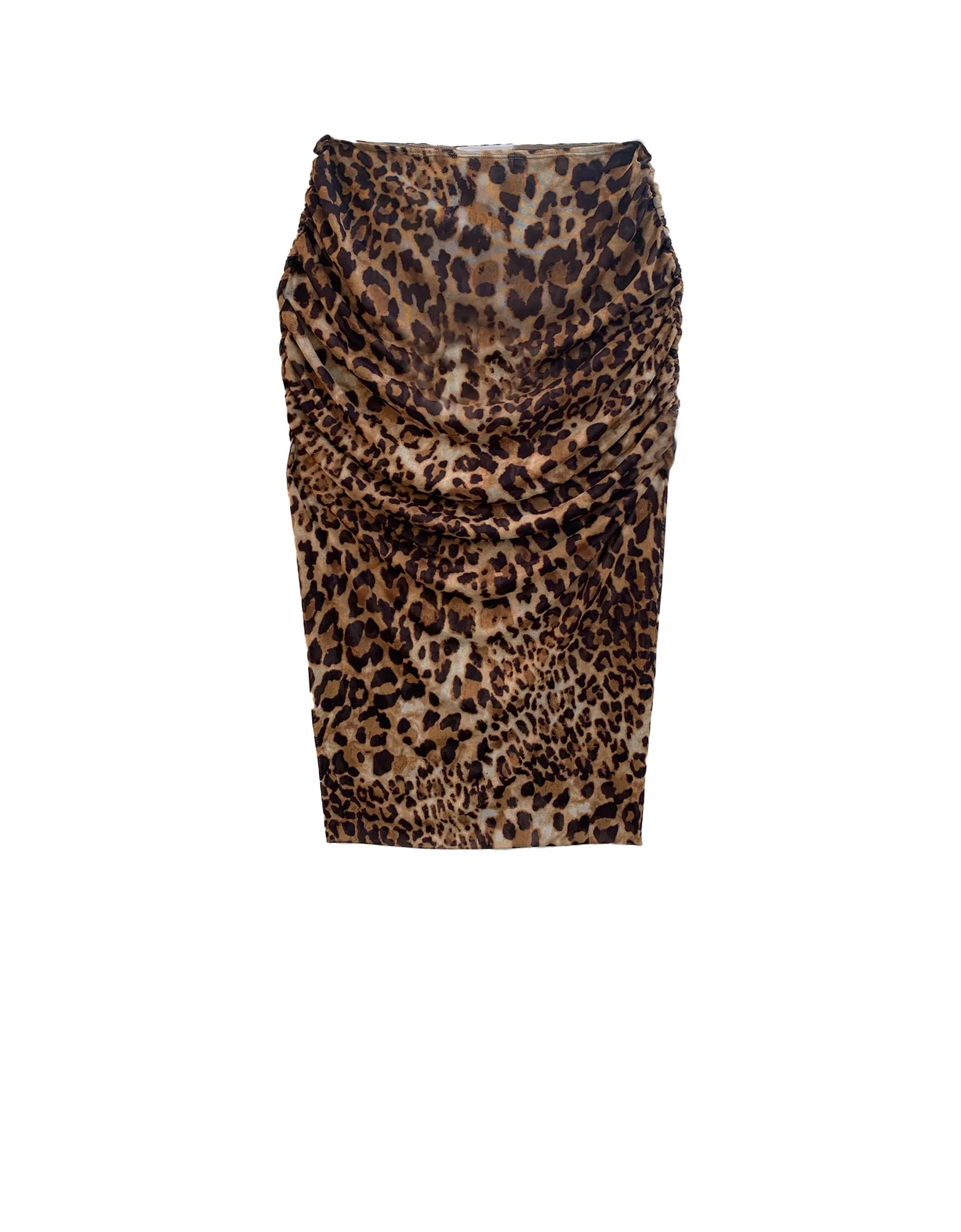 Deana Ruched Mesh Skirt -Fierce Leopard