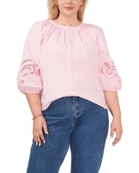 Ellie Embroidered Poplin Shirt | Pink Horizon