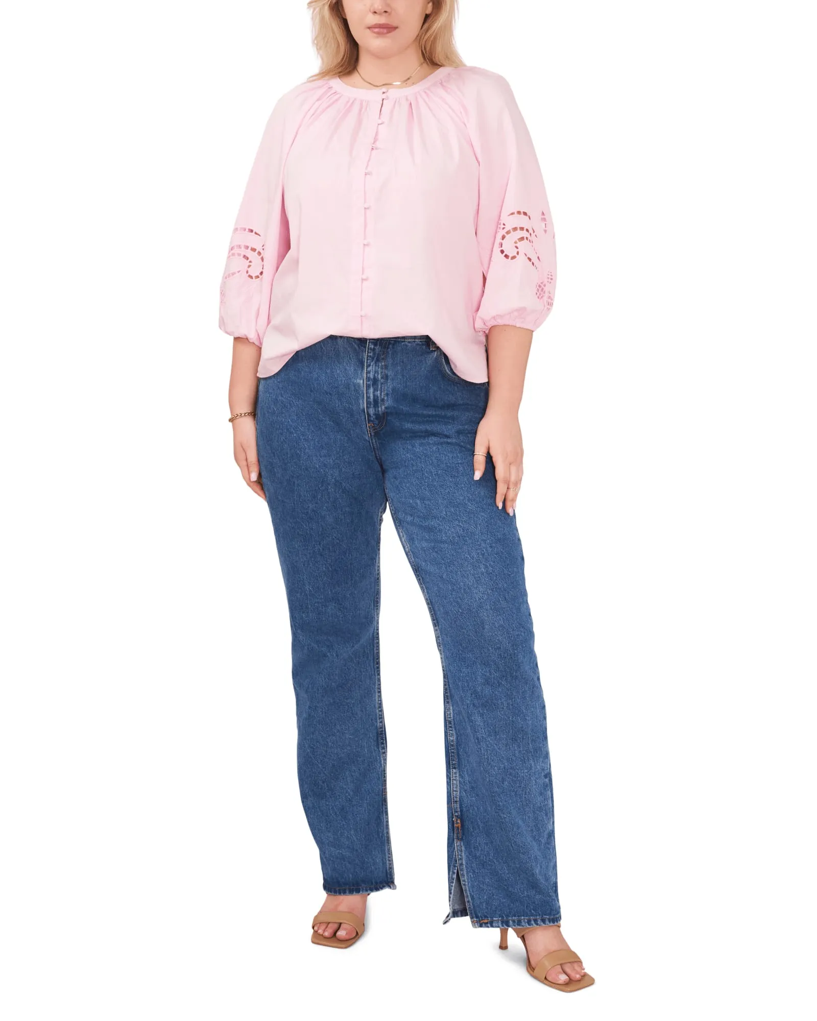 Ellie Embroidered Poplin Shirt | Pink Horizon