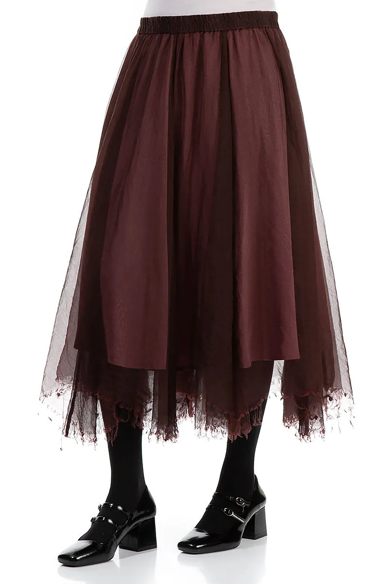 Flowy Merlot Silk Chiffon Skirt