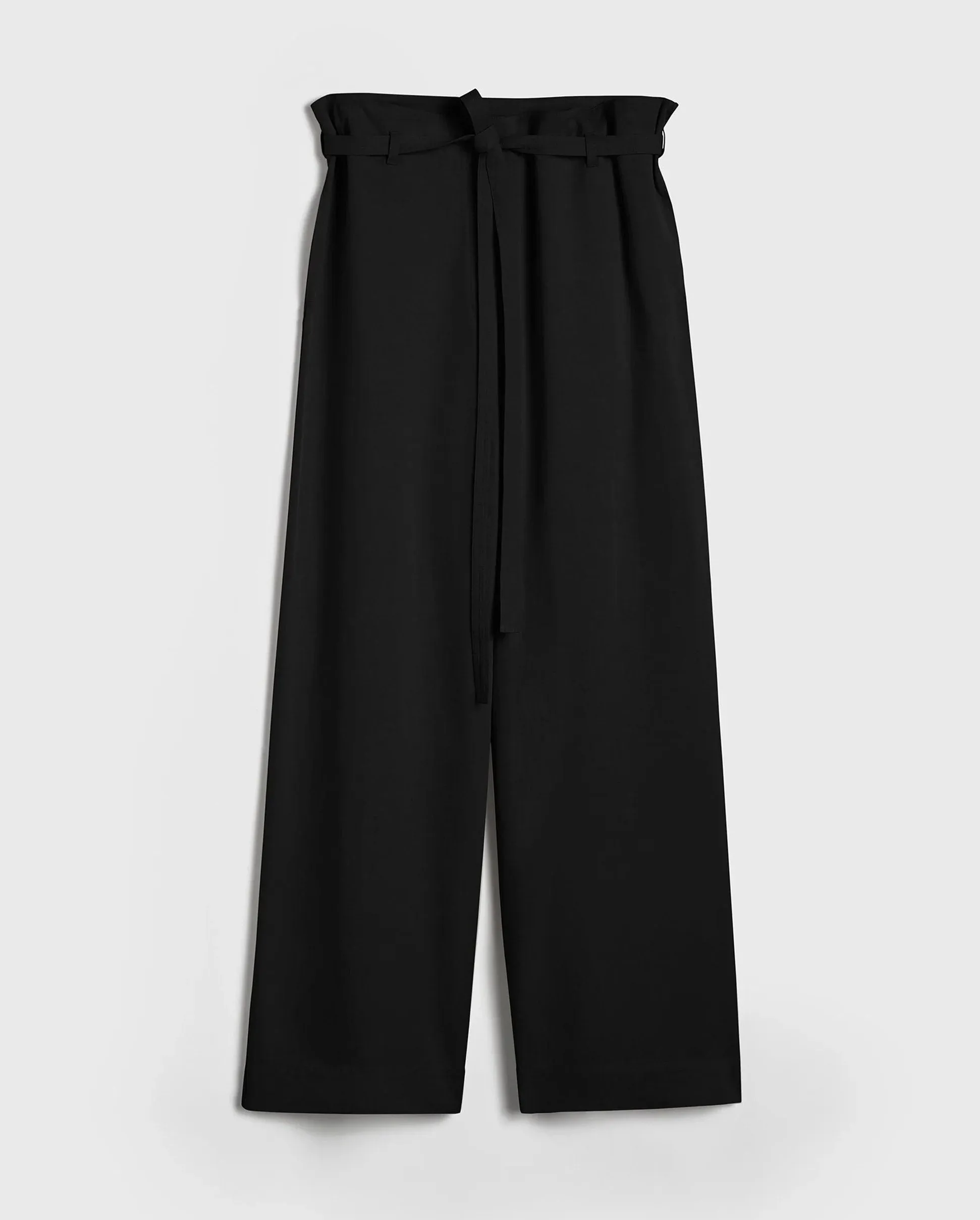 FLUID TIE-WAIST TROUSERS / BLACK