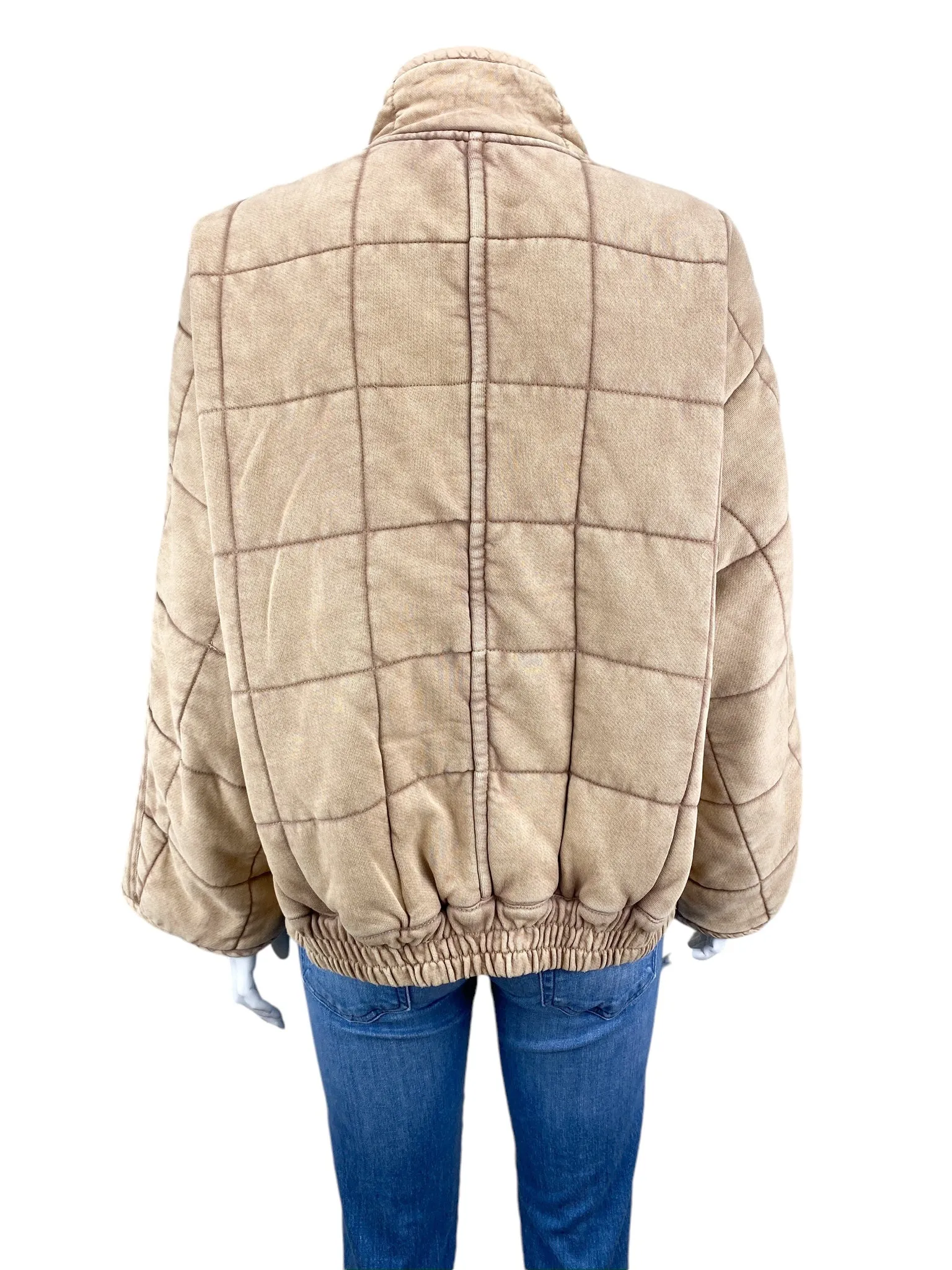 Free People Women's Quilted Dolman Jacket Champagne Diamonds Size S