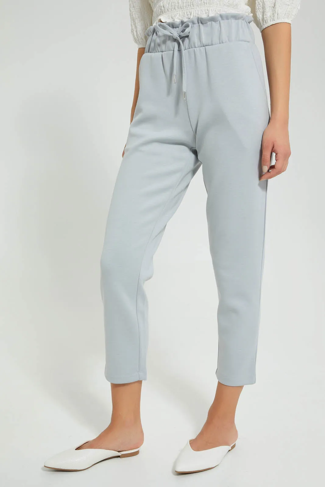 Grey Paperbag Waist Trouser