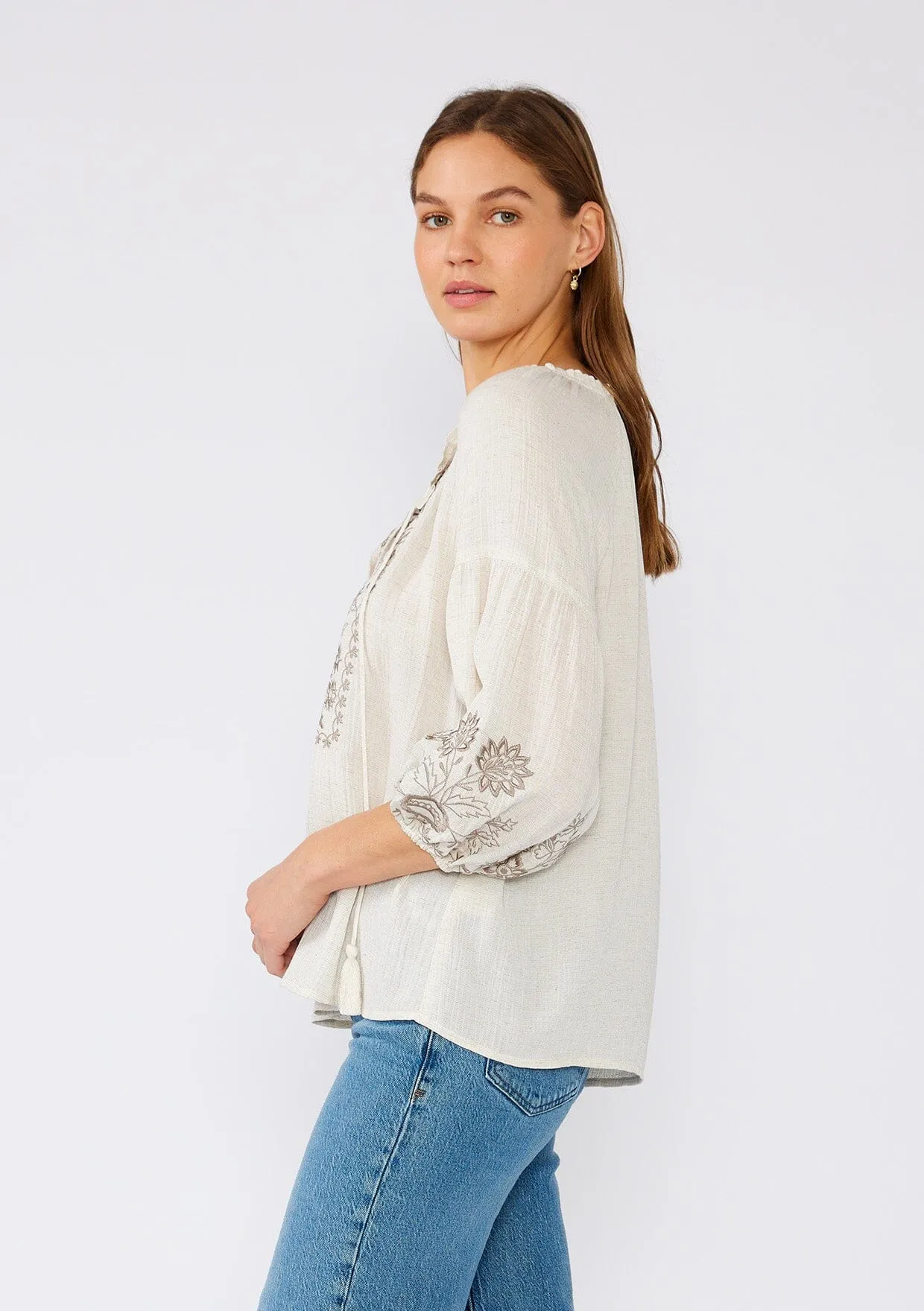 Homecoming Embroidered Peasant Top