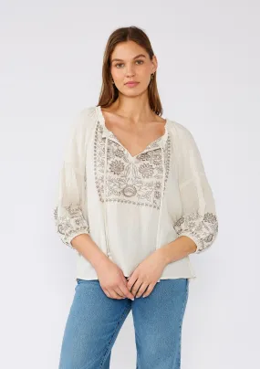 Homecoming Embroidered Peasant Top