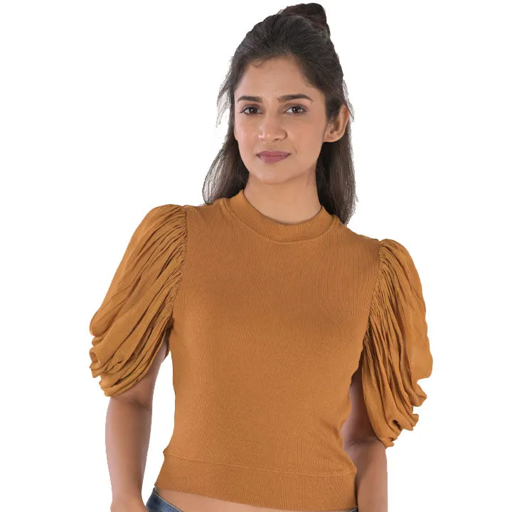 Hosiery Blouses - Mesh Pleated Sleeves