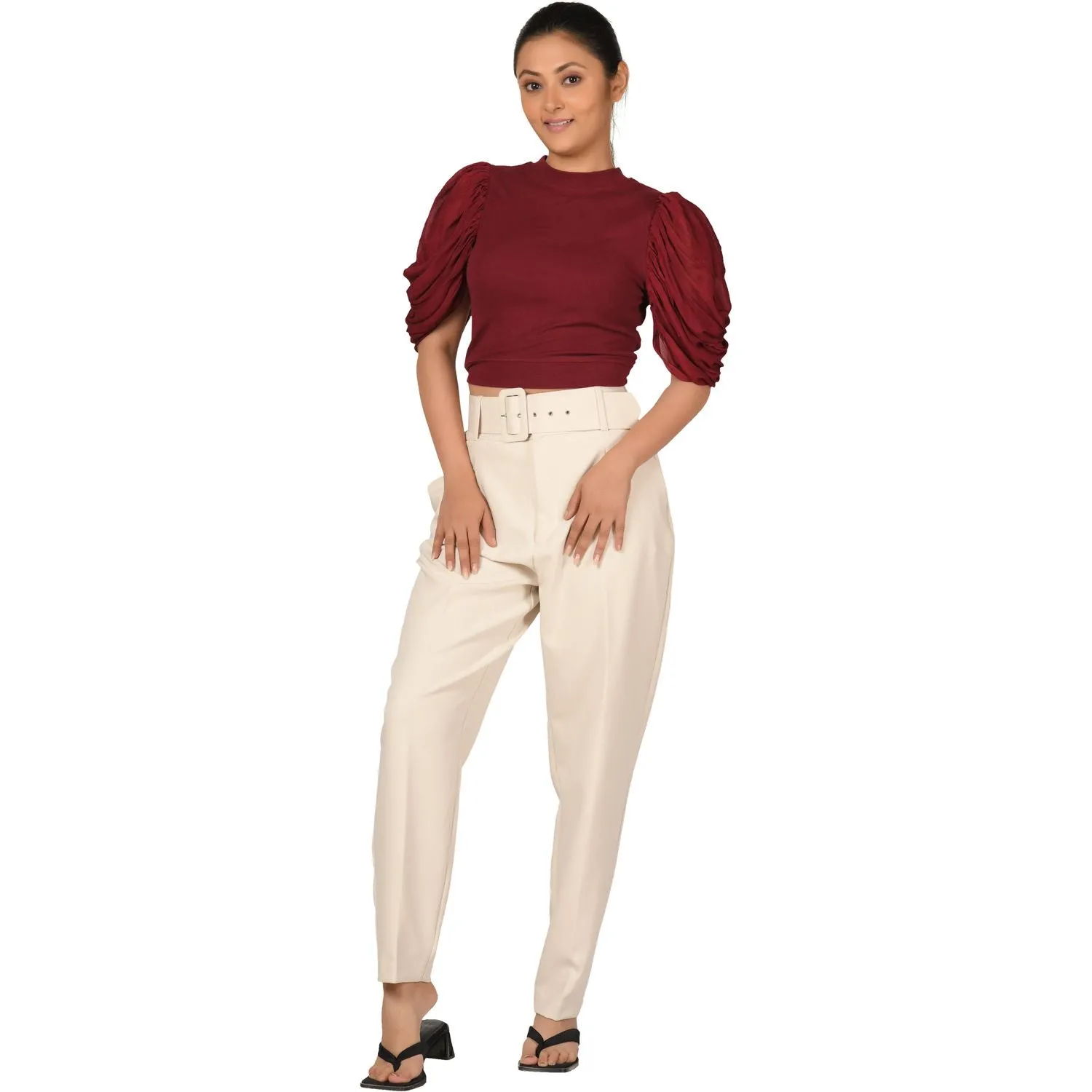 Hosiery Blouses - Mesh Pleated Sleeves