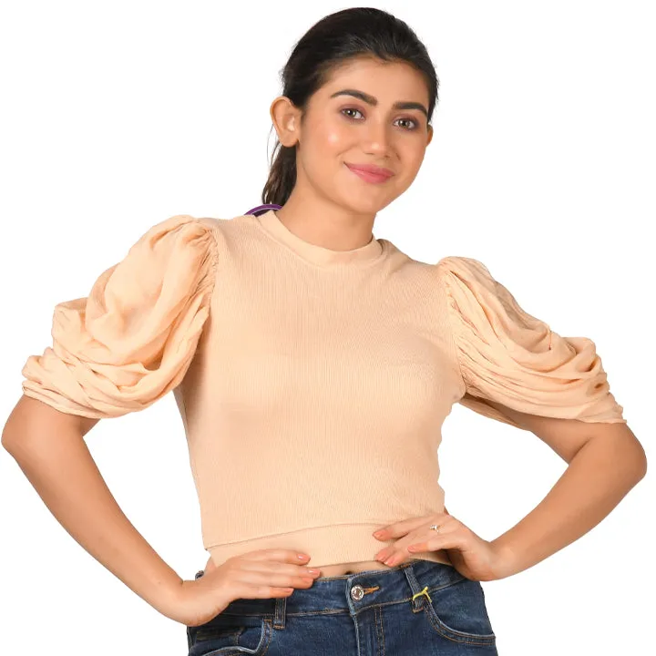 Hosiery Blouses - Mesh Pleated Sleeves