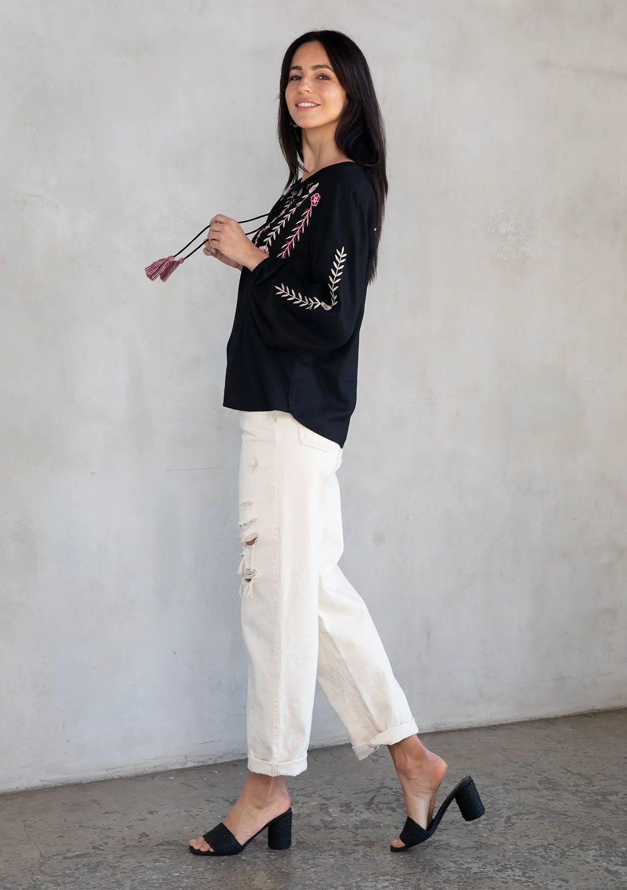 Ines Embroidered Peasant Top