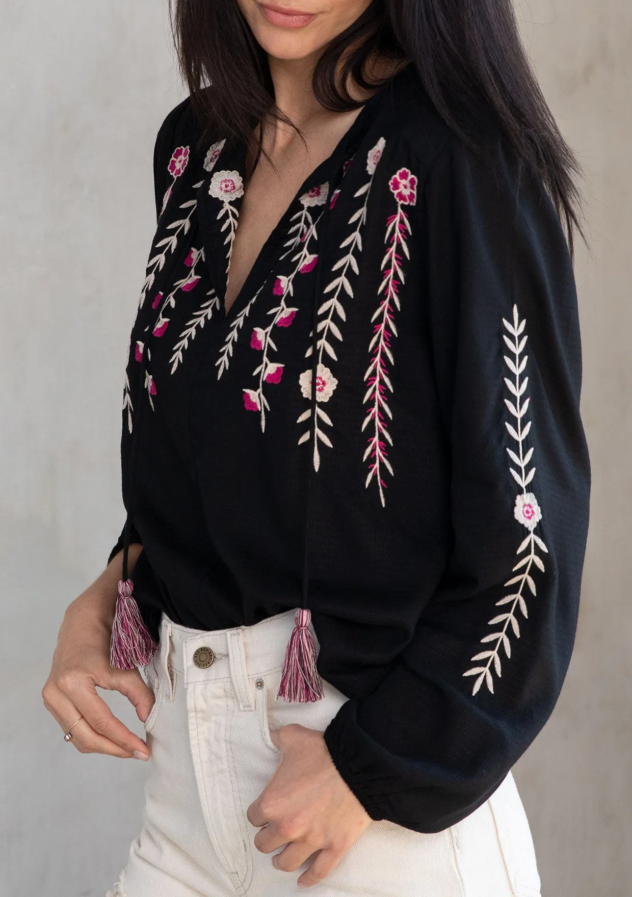 Ines Embroidered Peasant Top