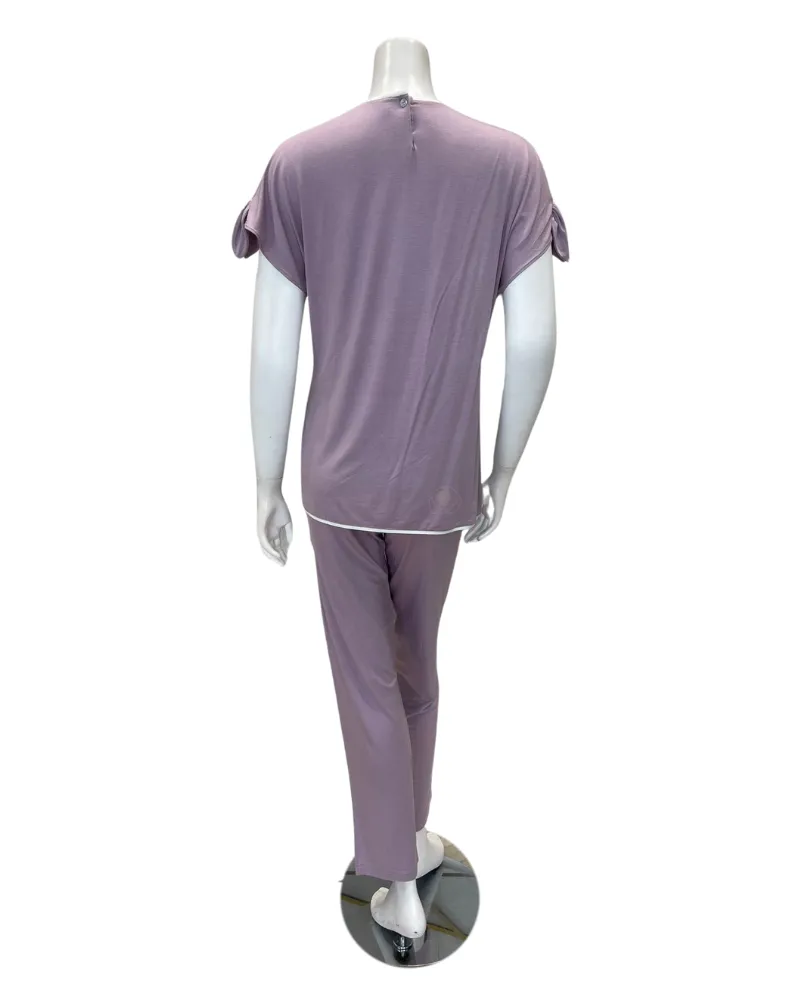 Iora Lingerie Lavender Short Sleeve Ties Modal Pajamas Set