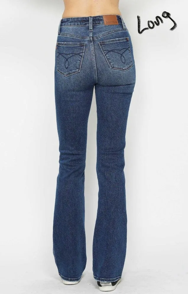 Judy Blue High Waist Tummy Control Back Pocket Embroidery Bootcut Denim Jeans 88786 - 3 Inseam Options