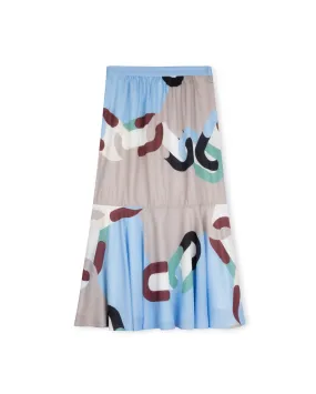 Large Chain Print Flowy Midi Skirt