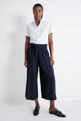 Light Poplin Paperbag Wide Leg Pants