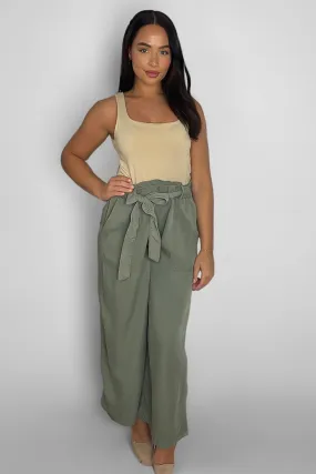 Lightweight Wide Leg Paperbag Trousers