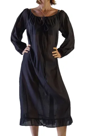 'Long Chemise' Medieval Blouse - Black