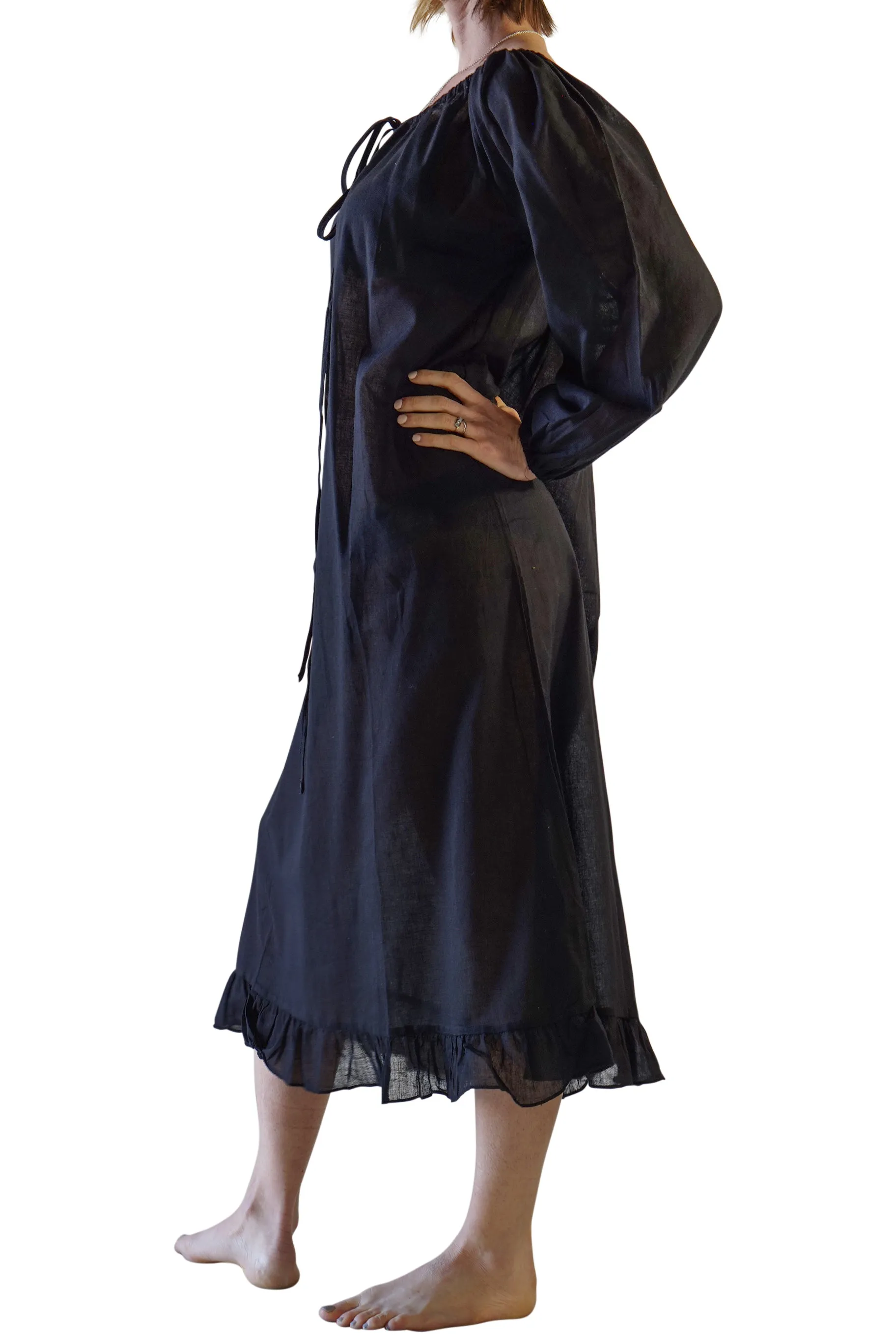 'Long Chemise' Medieval Blouse - Black