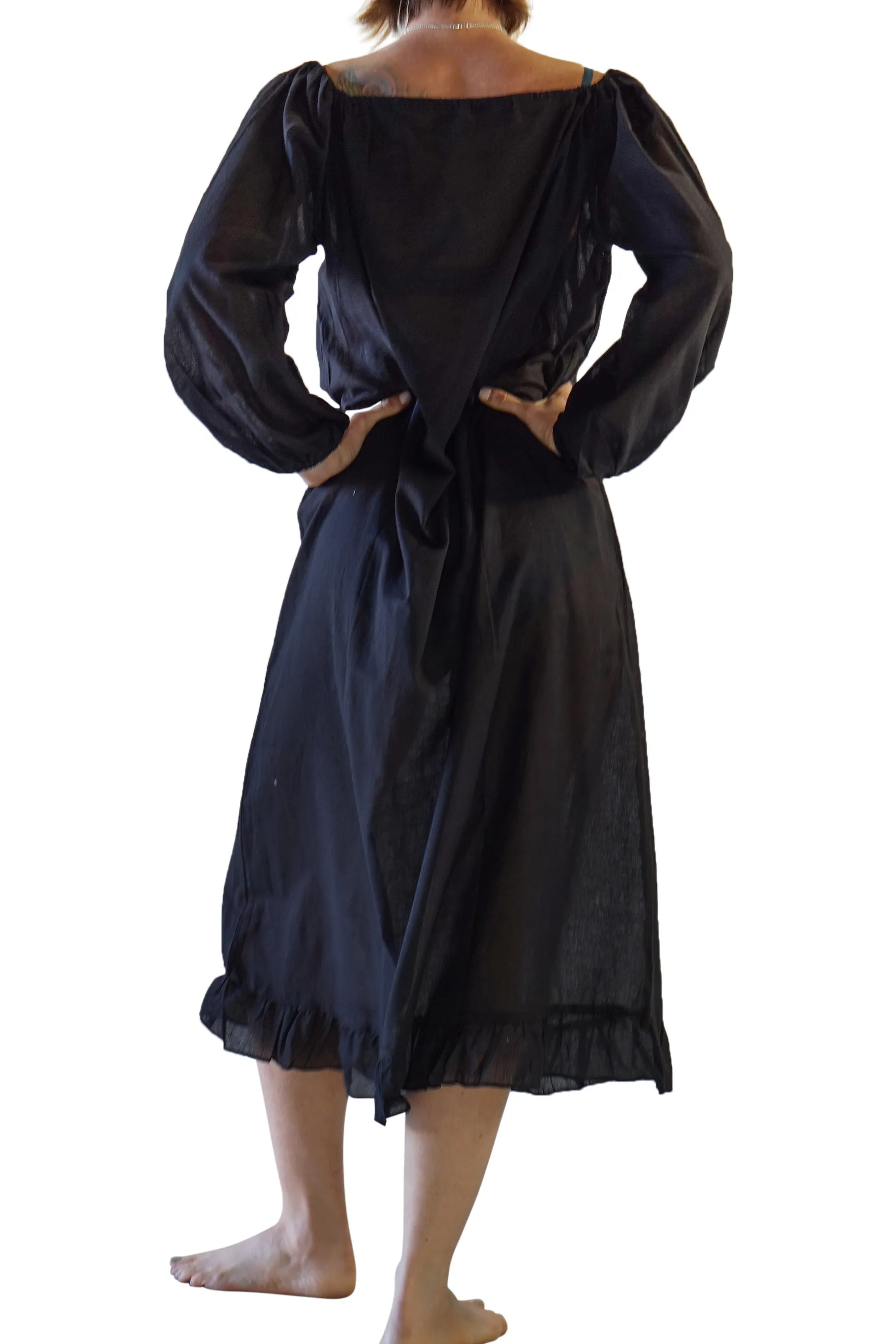 'Long Chemise' Medieval Blouse - Black