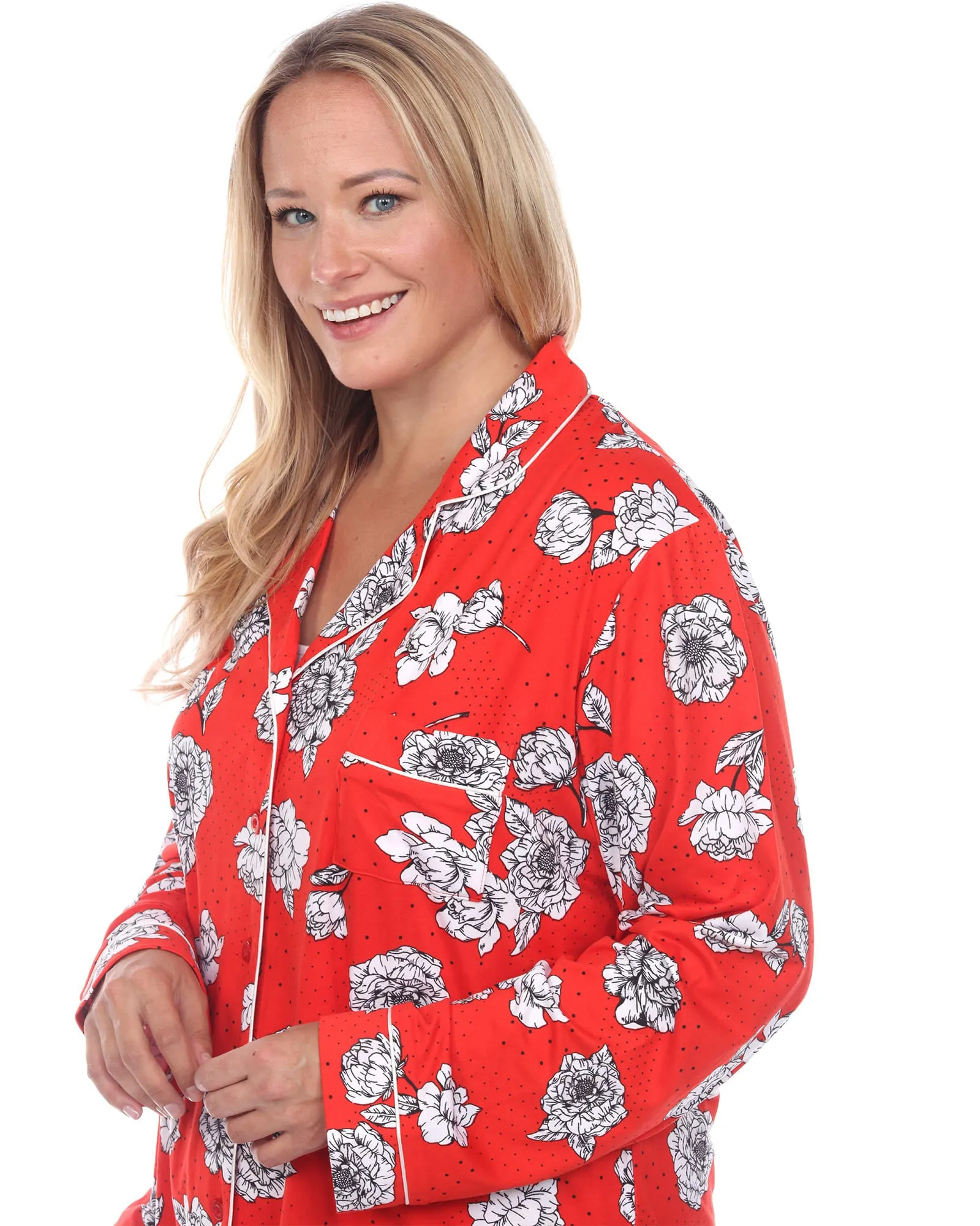 Long Sleeve Floral Pajama Set | Red