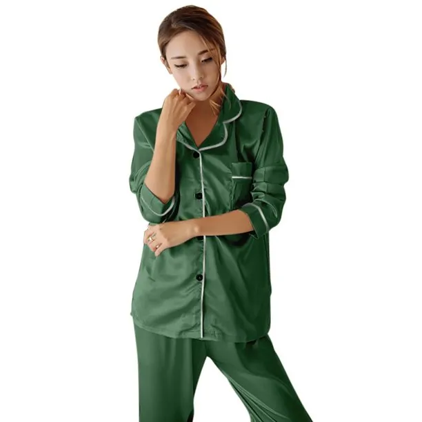 Long Sleeve Silk Pyjamas Set