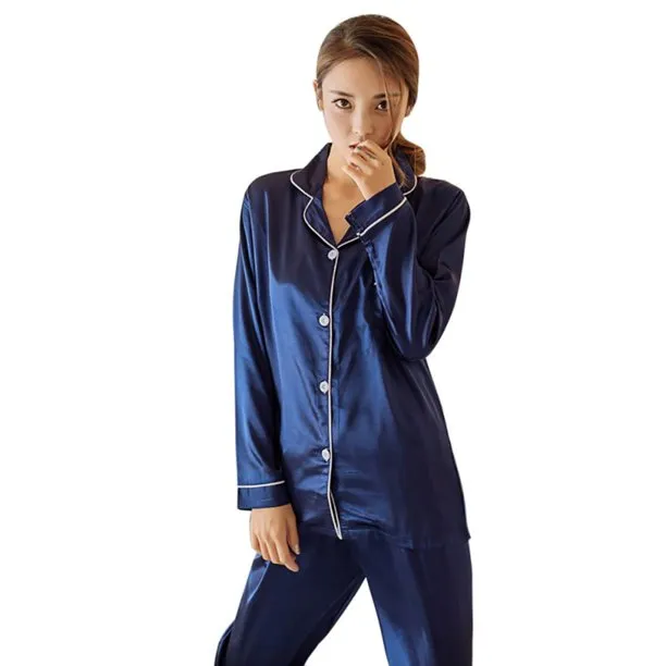 Long Sleeve Silk Pyjamas Set