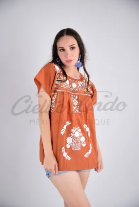 Mexican Blouse Full Embroidered Texas Longhorns