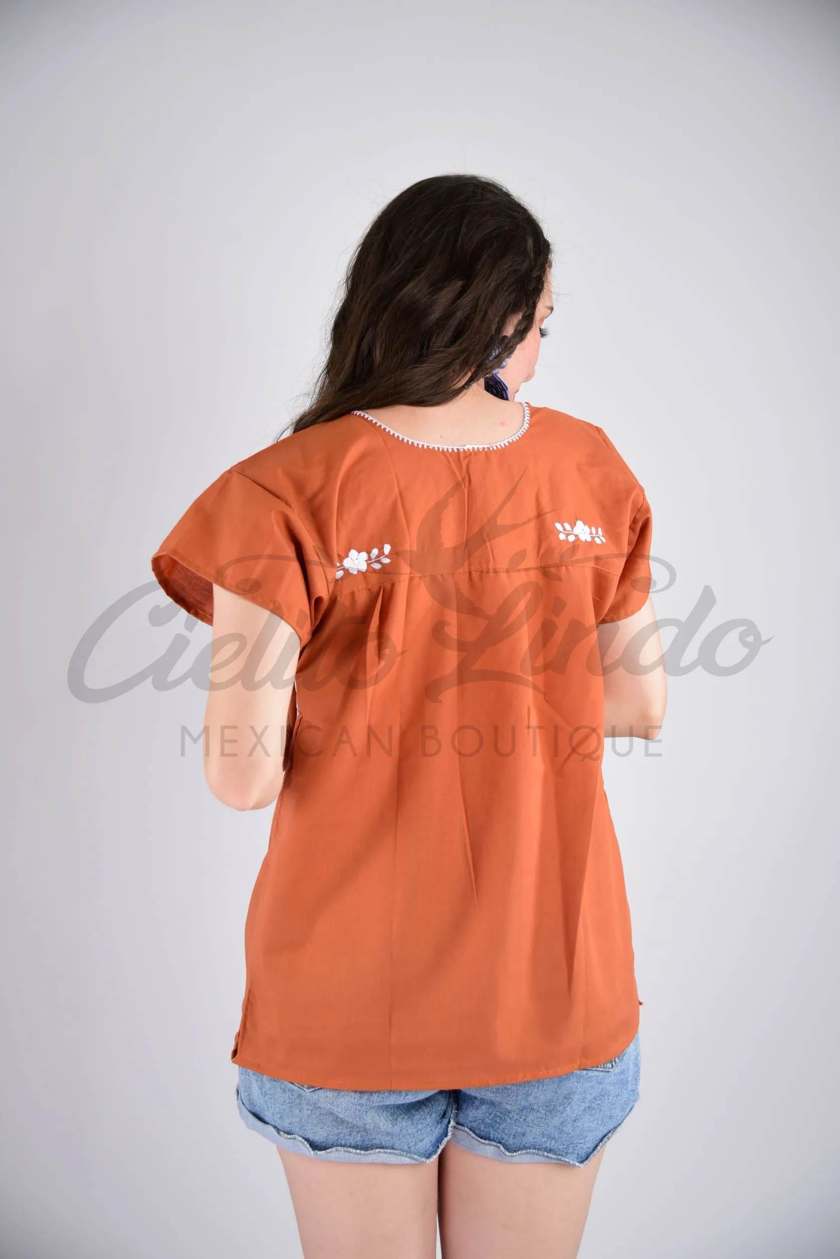 Mexican Blouse Full Embroidered Texas Longhorns