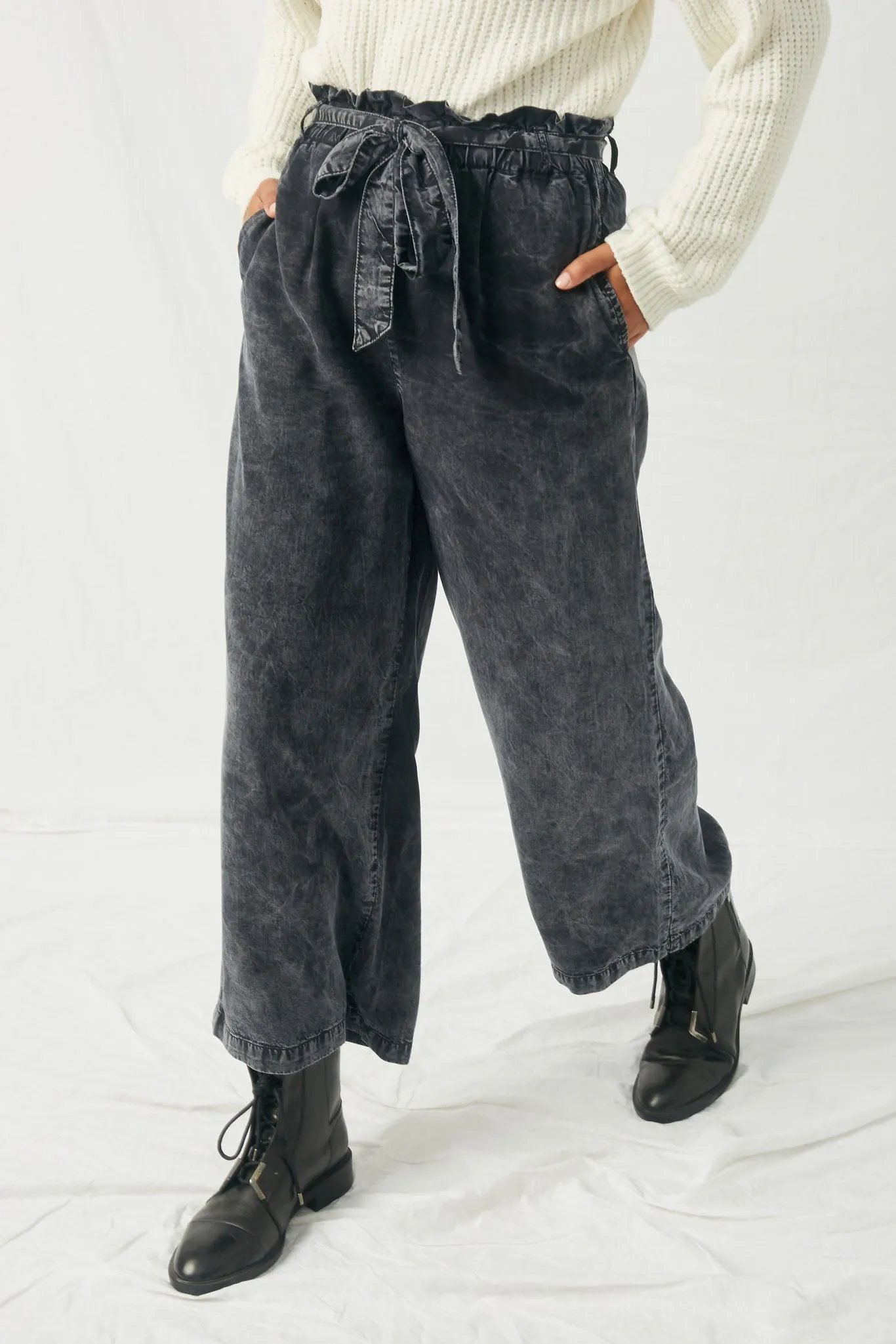 Mineral Washed Paper Bag Trousers