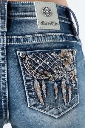 Miss Me Dreamcatcher Feather Bootcut Jeans