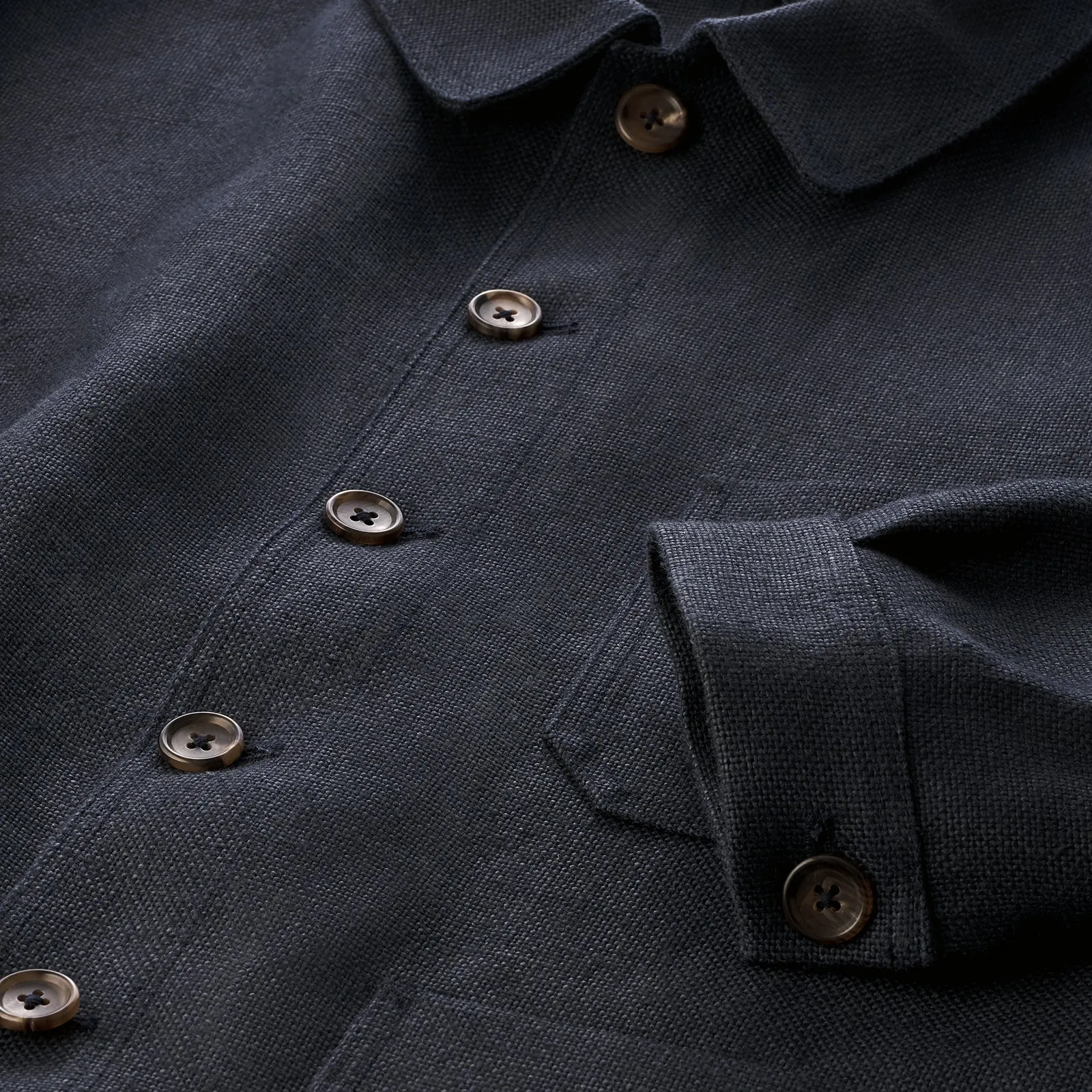 Navy Blue Heavy Linen Utility Jacket