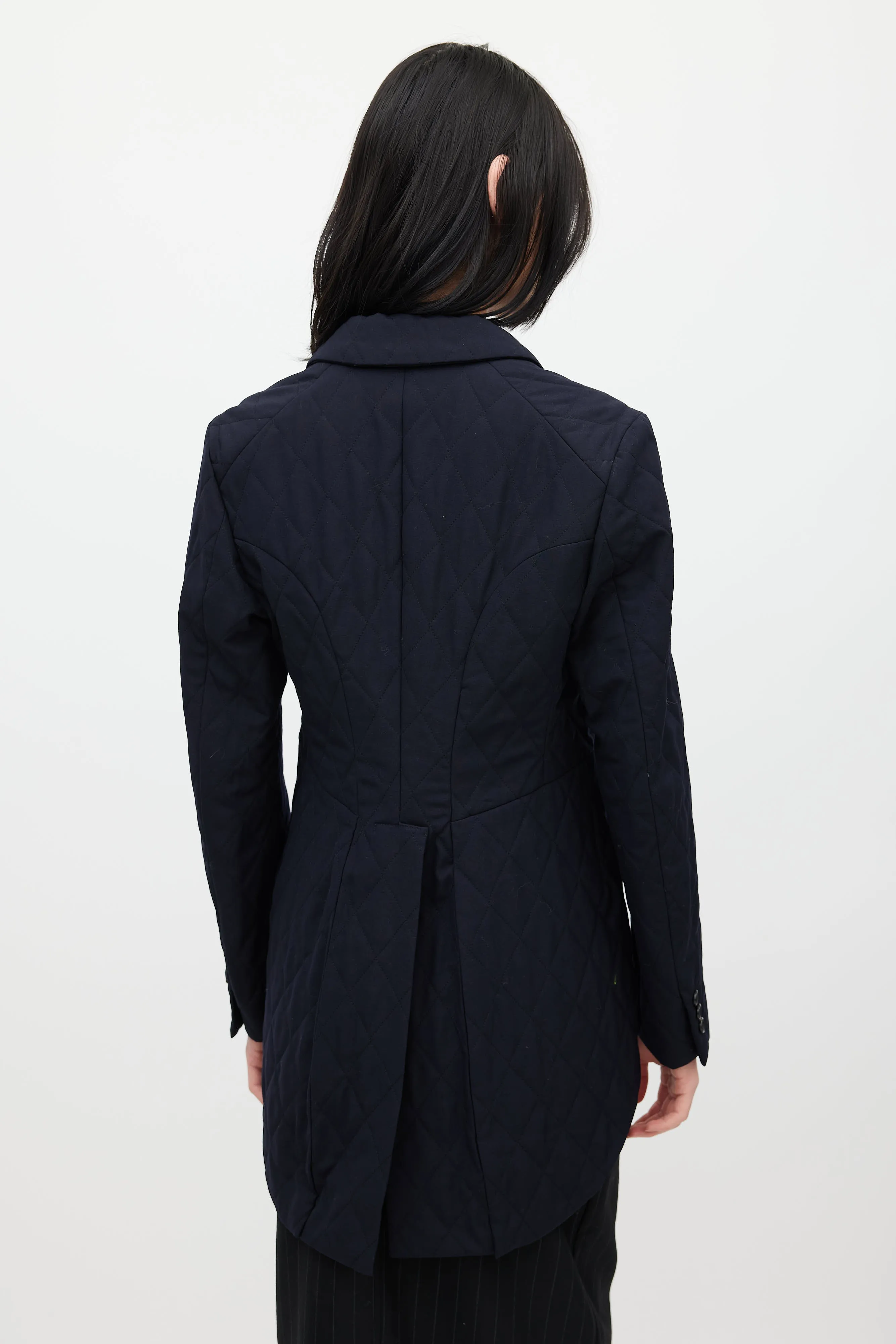 Navy Wool Quilted Blazer