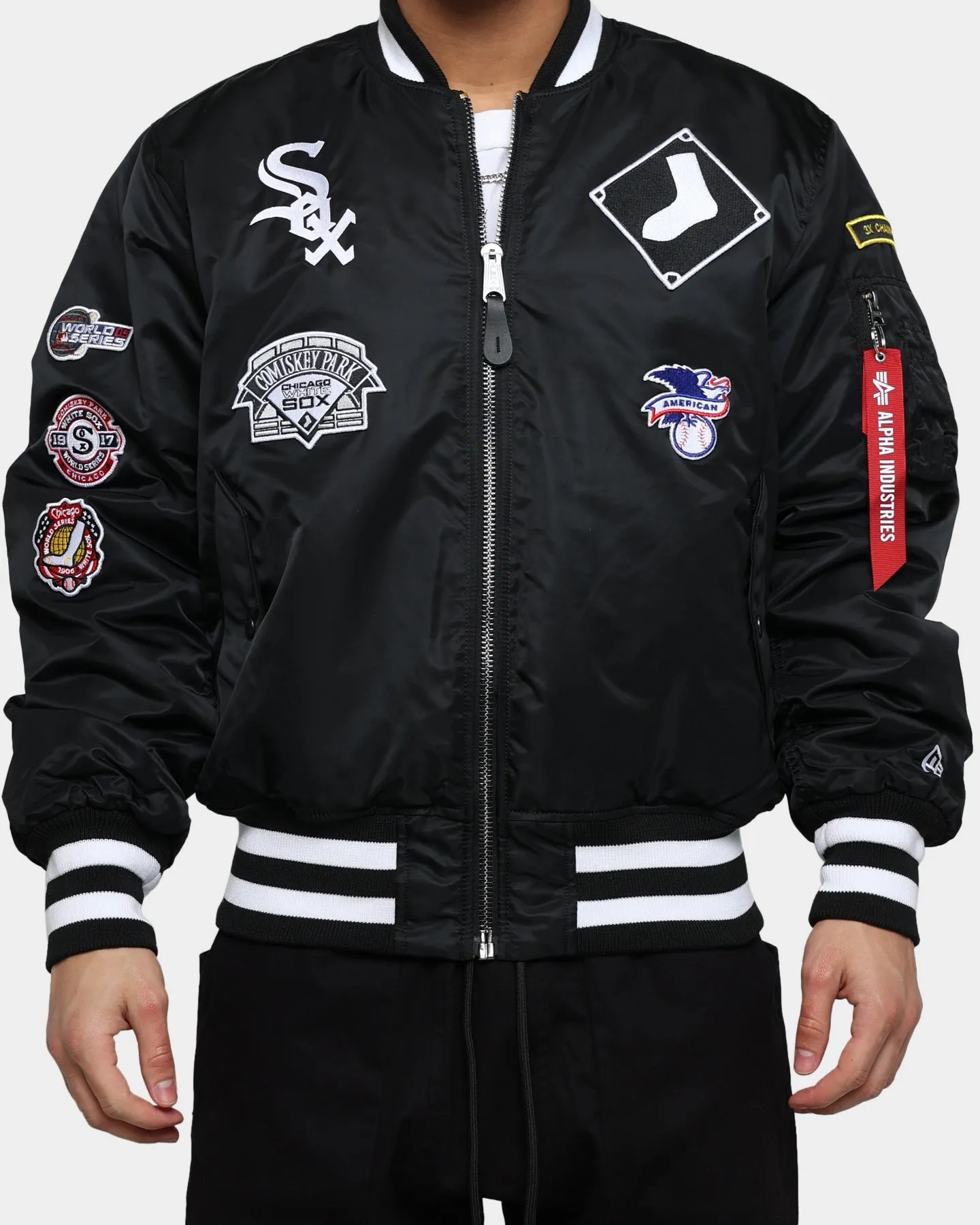 New Era X Alpha Series X MLB Chicago White Sox MA-1 Bomber Jacket Black